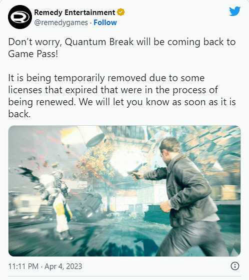 《量子破碎》Steam下架停售 原因和退出 Xbox Game Pass (XGP) 一樣！