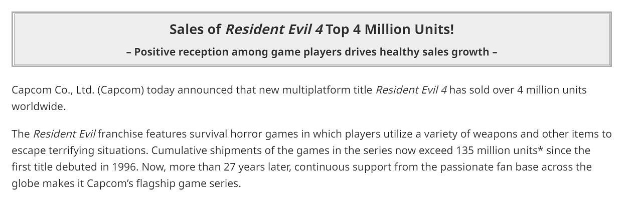 晚報:《生化4重製》銷量破400萬 Steam喜加一 晚報:《生化4重製》銷量破400萬 Steam喜加一