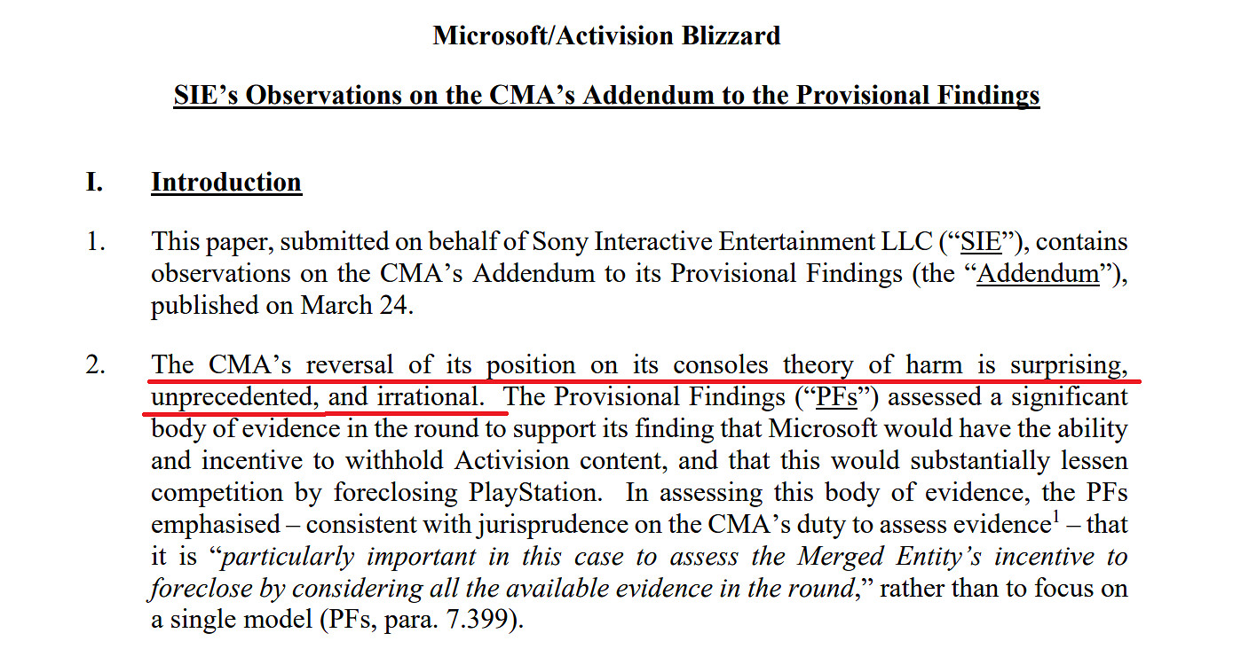 索尼批評CMA突然偏袒微軟：令人驚訝 前所未有 很荒謬