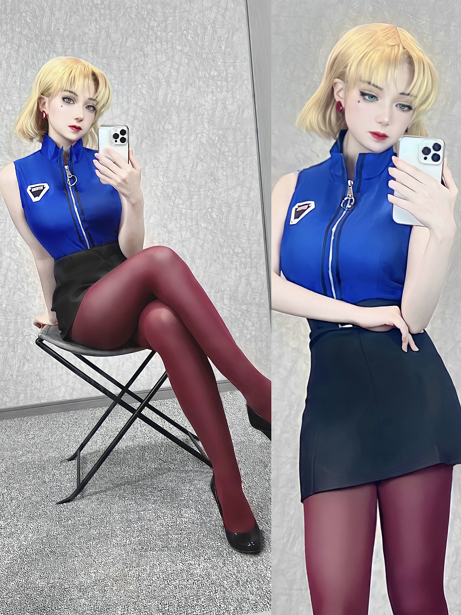 櫻花妹COS《尼爾》：黑色蕾絲高叉背心超性感2B小姐姐