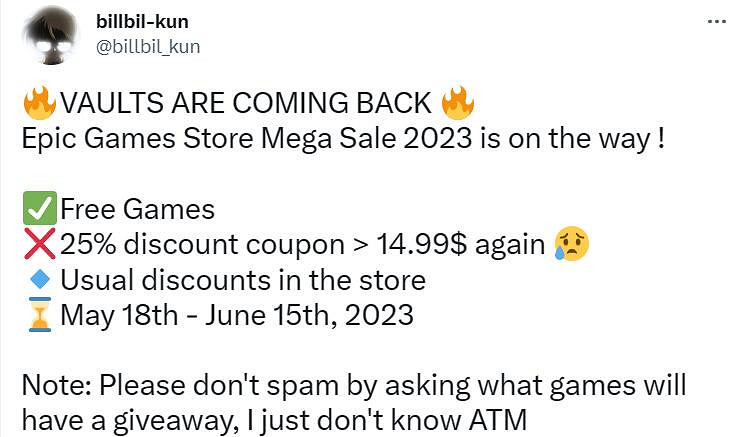 曝Epic大特賣將於5月開始 沒有優惠券但送免費遊戲 曝Epic大特賣將於5月開始 沒有優惠券但送免費遊戲