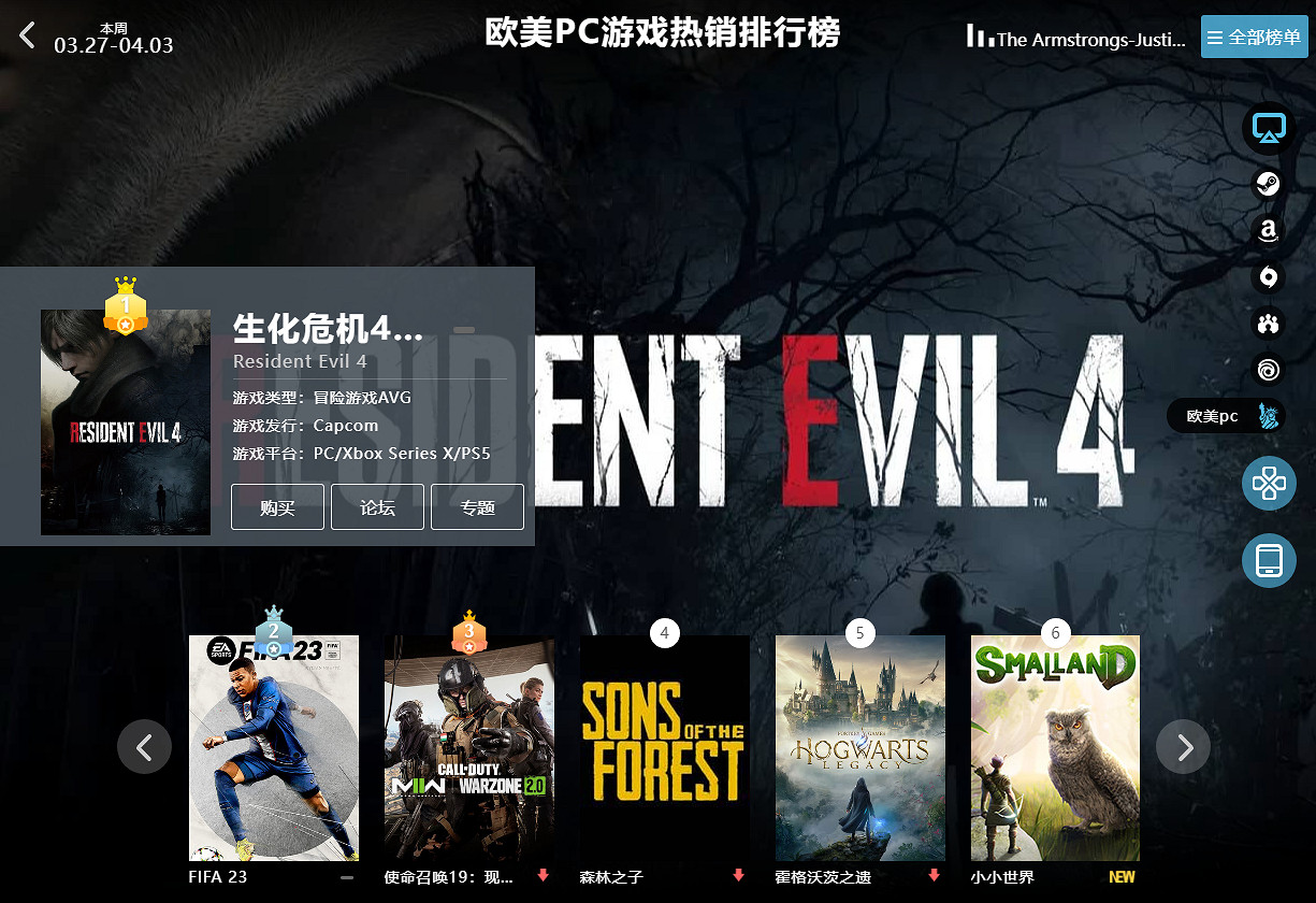 3.27-4.03全球遊戲銷量榜：《生化4re》依舊能打！