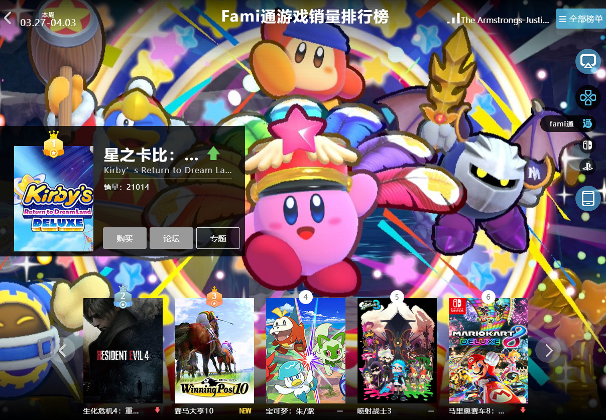 3.27-4.03全球遊戲銷量榜：《生化4re》依舊能打！