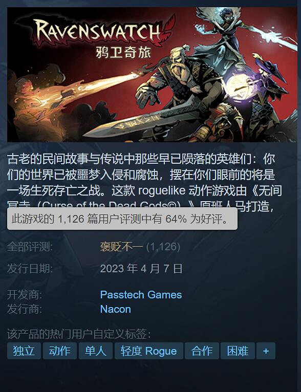邊罵邊買？《鴉衛奇旅》Steam熱度超過無間冥寺三倍