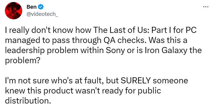 玩家怒噴:PC版《最後生還者》是怎樣通過品質檢查的? 玩家怒噴:PC版《最後生還者》是怎樣通過品質檢查的?