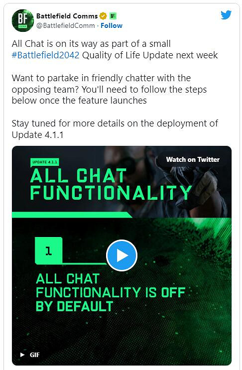 不躺平 不棄療!《戰地風雲2042》下周更新「全聊天」功能 不躺平 不棄療!《戰地風雲2042》下周更新「全聊天」功能