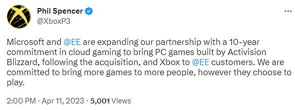 微軟和EE達成10年雲遊戲合作 將Xbox遊戲帶給更多玩家 微軟和EE達成10年雲遊戲合作 將Xbox遊戲帶給更多玩家