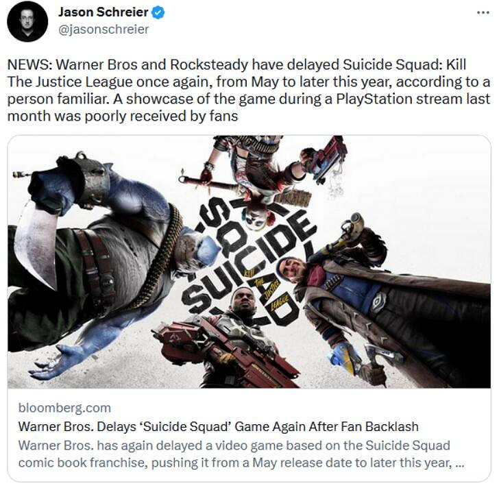 直接到明年！《自殺突擊隊》官宣跳票至2024年2月發售