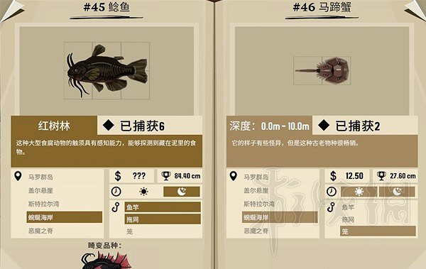 《漁帆暗湧》蜿蜒海灣魚類圖鑒  蜿蜒海灣有哪些魚？