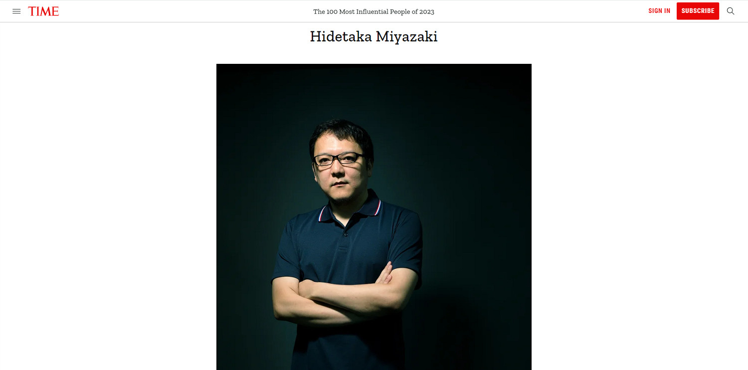 宮崎英高獲評《時代》2023全球最具影響力的100人