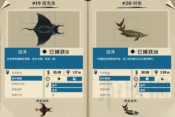 《漁帆暗湧》蓋爾懸崖魚類圖鑒  蓋爾懸崖有哪些魚？