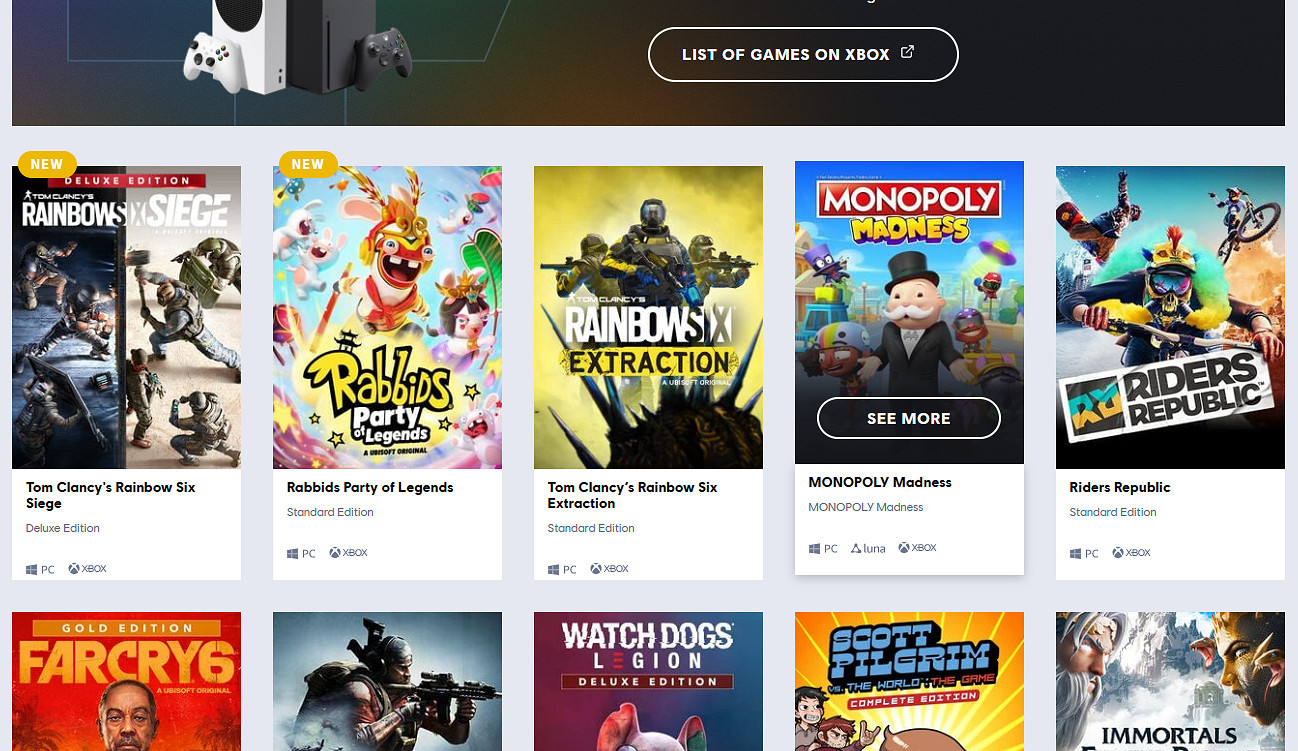 Xbox版Ubisoft+會員價格更貴 遊戲數量和DLC均減少