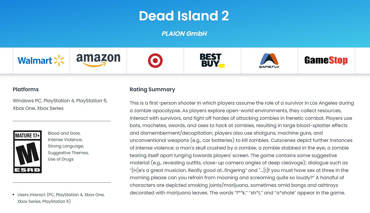 不會再跳票了吧?《死亡島2》已通過ESRB評級 不會再跳票了吧?《死亡島2》已通過ESRB評級