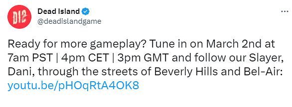 《死亡島2》3月2日23點公開實機展示 一場殺戮將臨 《死亡島2》3月2日23點公開實機展示 一場殺戮將臨