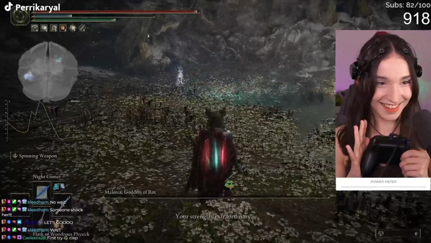 國外美女主播用腦電波玩《艾爾登法環》成功擊敗女武神！