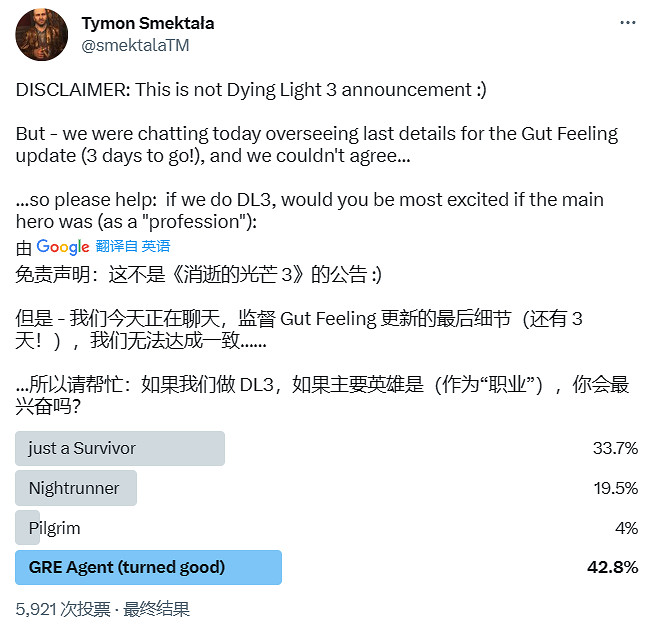 《垂死之光3》有望開發？系列總監問玩家相關話題