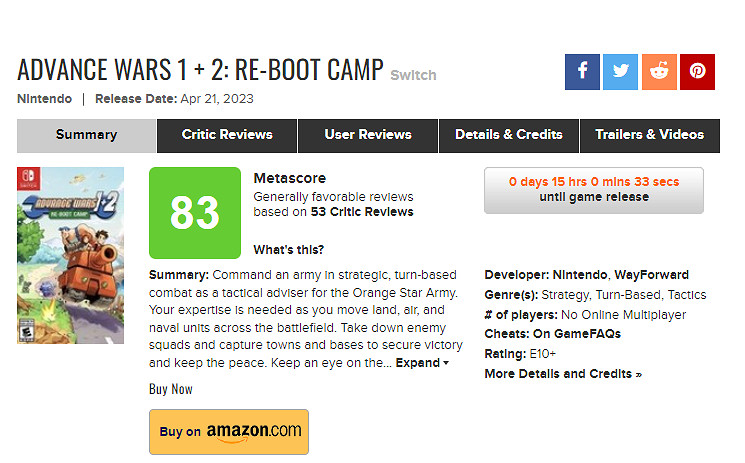 《高級戰爭1+2》媒體評分解禁：均分83 優秀的重製作品