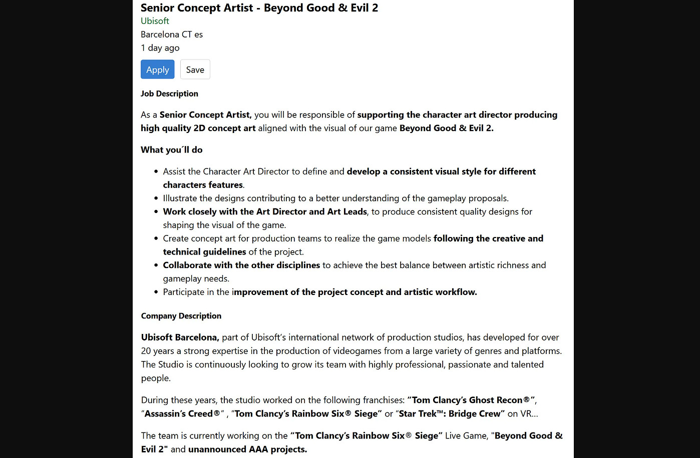 《超越善惡2》確實仍在開發中！育碧正招聘概念設計師