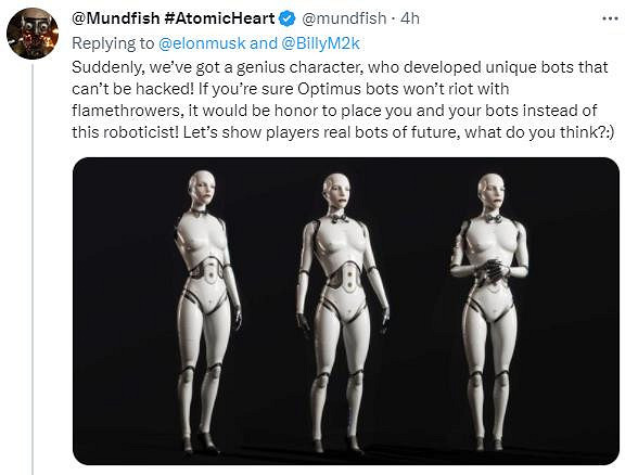 馬斯克回應《原子之心》：不想特斯拉機器人失控