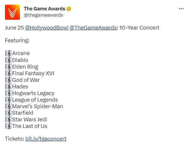 TGA宣布舉辦10周年音樂會 節目包含戰神 星空等