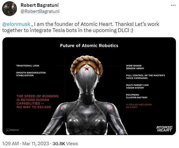 《原子之心》遊戲總監向馬斯克喊話 將特斯拉機器人加入DLC
