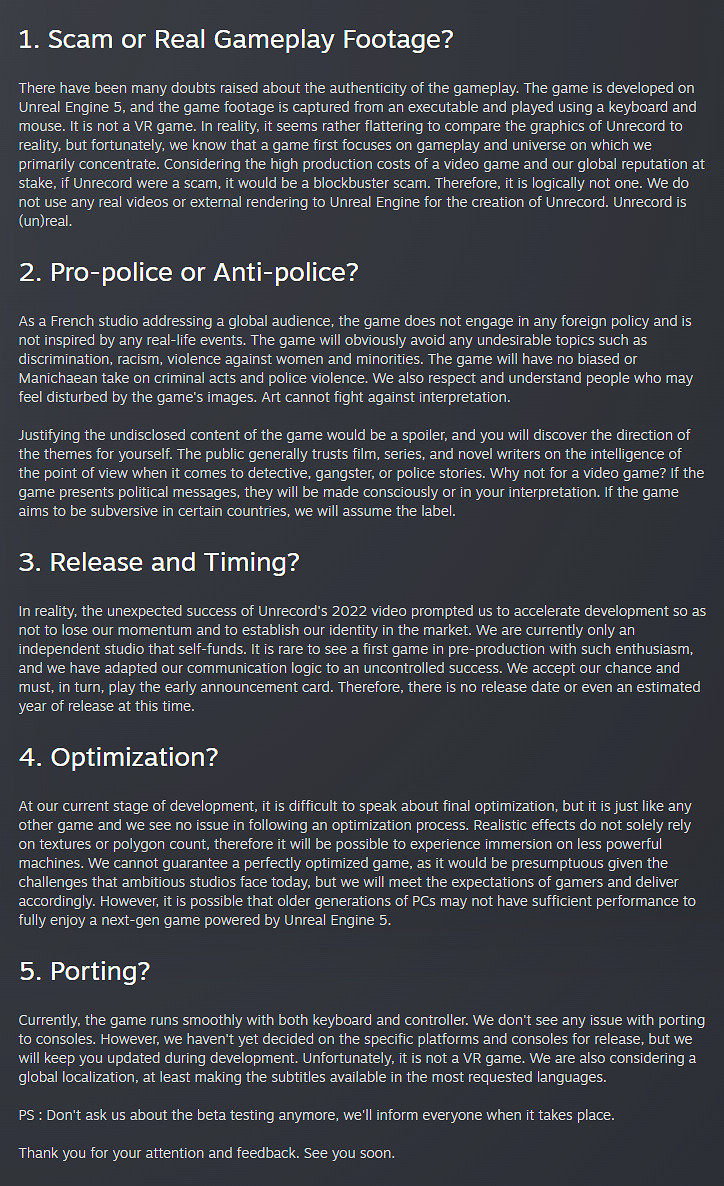 遊戲畫面直逼現實 《Unrecord》開發者發影片自證遊戲並非騙局 遊戲畫面直逼現實 《Unrecord》開發者發影片自證遊戲並非騙局