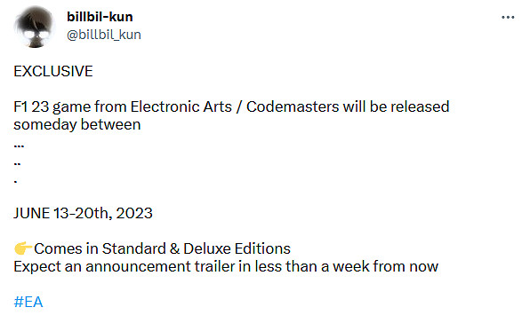 舅舅黨爆料新作《F1 2023》將於6月發售 預告即將公開 舅舅黨爆料新作《F1 2023》將於6月發售 預告即將公開
