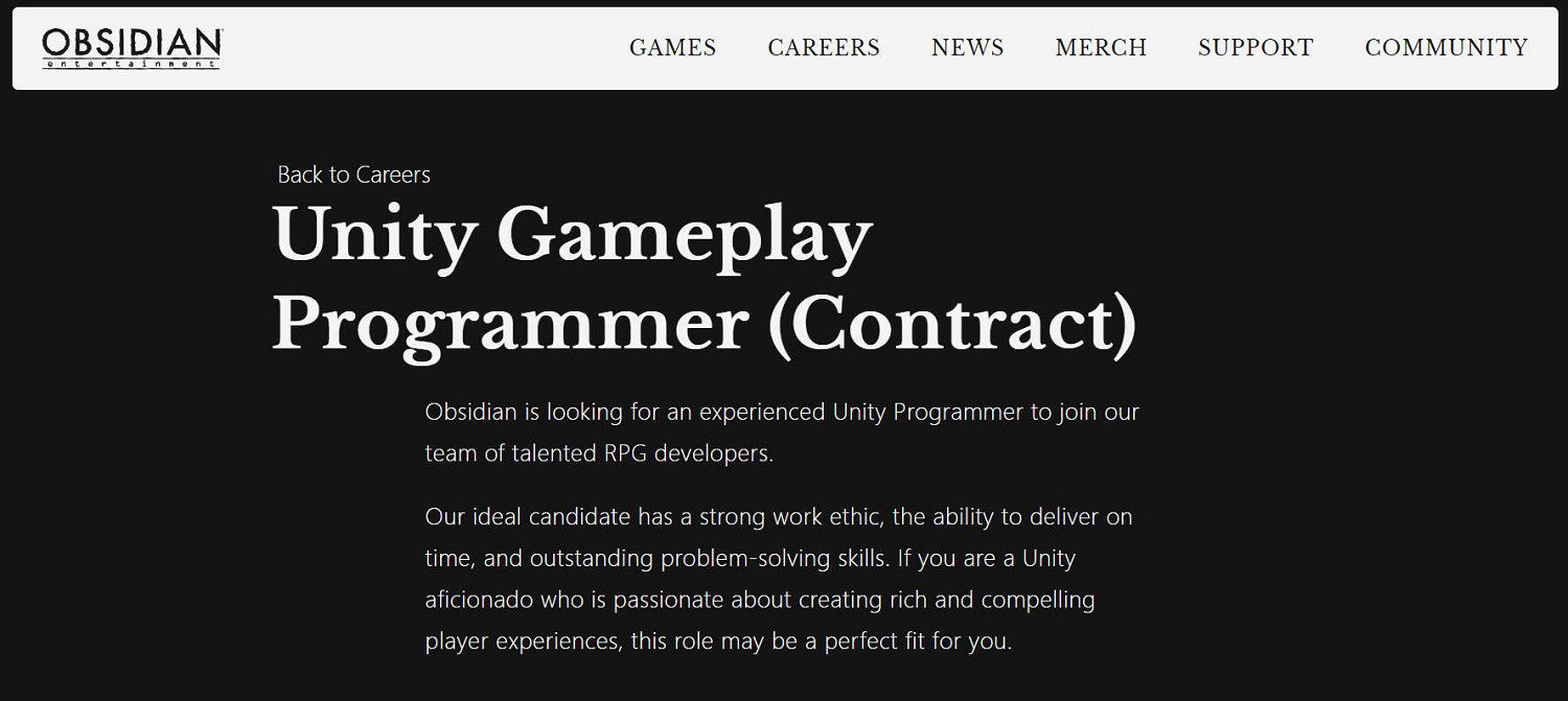 效率真高!招聘啟事顯示黑曜石手頭還有一款新遊戲! 效率真高!招聘啟事顯示黑曜石手頭還有一款新遊戲!