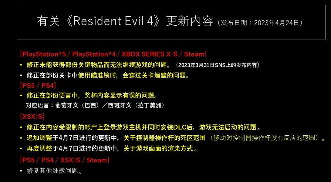 《惡靈古堡4重製版》4月24日更新內容介紹 4月24日更了啥？