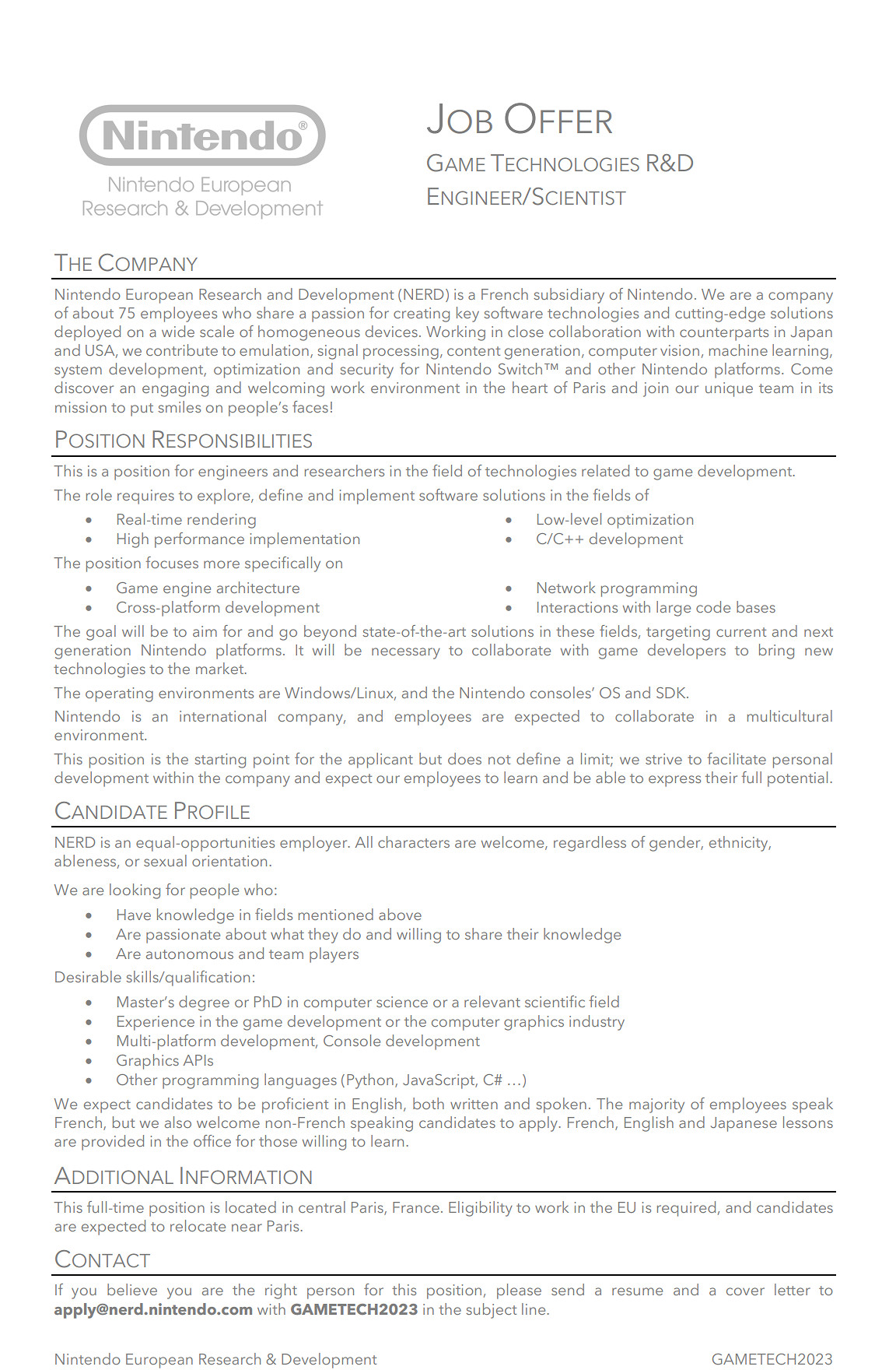 任天堂招聘訊息明確提及下一代遊戲主機！會是NS2嗎？