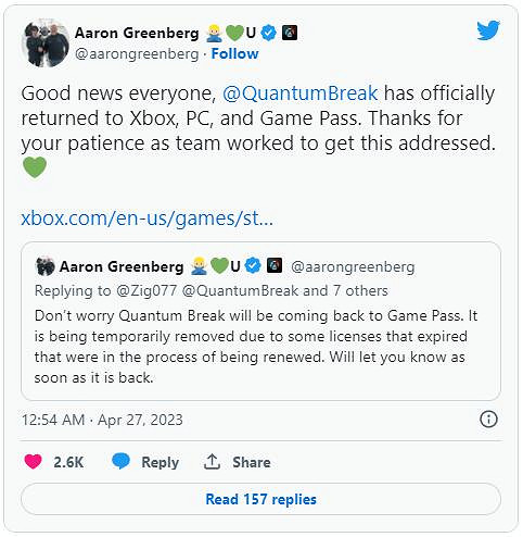 喜大普奔！科幻射擊遊戲《量子破碎》回歸Game Pass