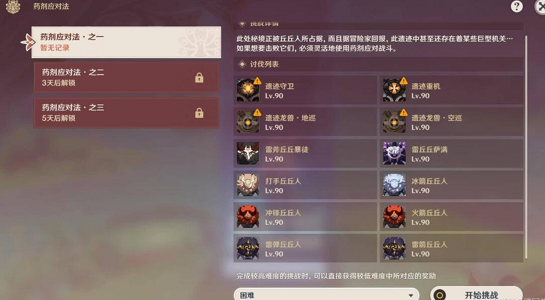 《原神》藥劑應對法之一怎麽過？藥劑應對法第一關挑戰攻略