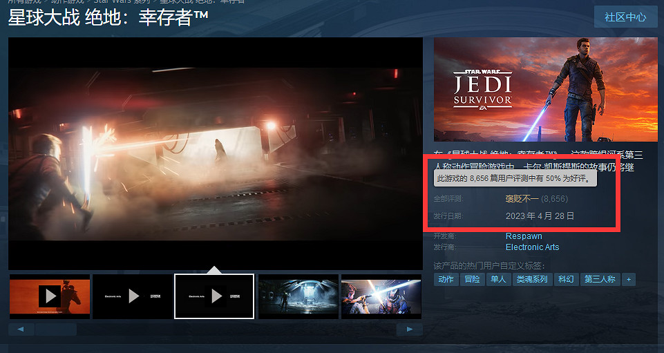 架不住好玩!《星戰絕地:倖存者》Steam好評率回升 架不住好玩!《星戰絕地:倖存者》Steam好評率回升