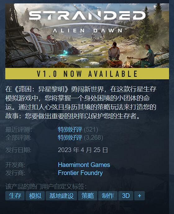 "3D邊緣世界"《滯困:異星黎明》1.0版Steam 87%好評! "3D邊緣世界"《滯困:異星黎明》1.0版Steam 87%好評!