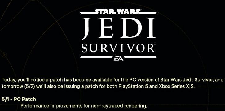 《星戰絕地:倖存者》PC版首個更新檔 改善非光追性能表現