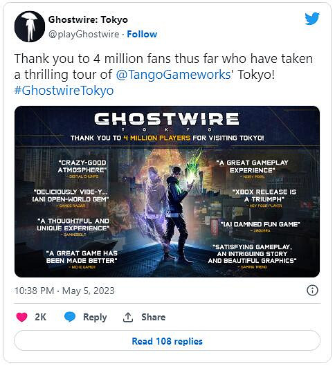 訂閱服務立功？《幽靈線：東京》玩家人數達到400萬人