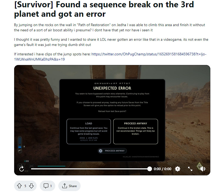 速通玩家一生之敵!《星戰絕地:倖存者》破序會彈窗 速通玩家一生之敵!《星戰絕地:倖存者》破序會彈窗