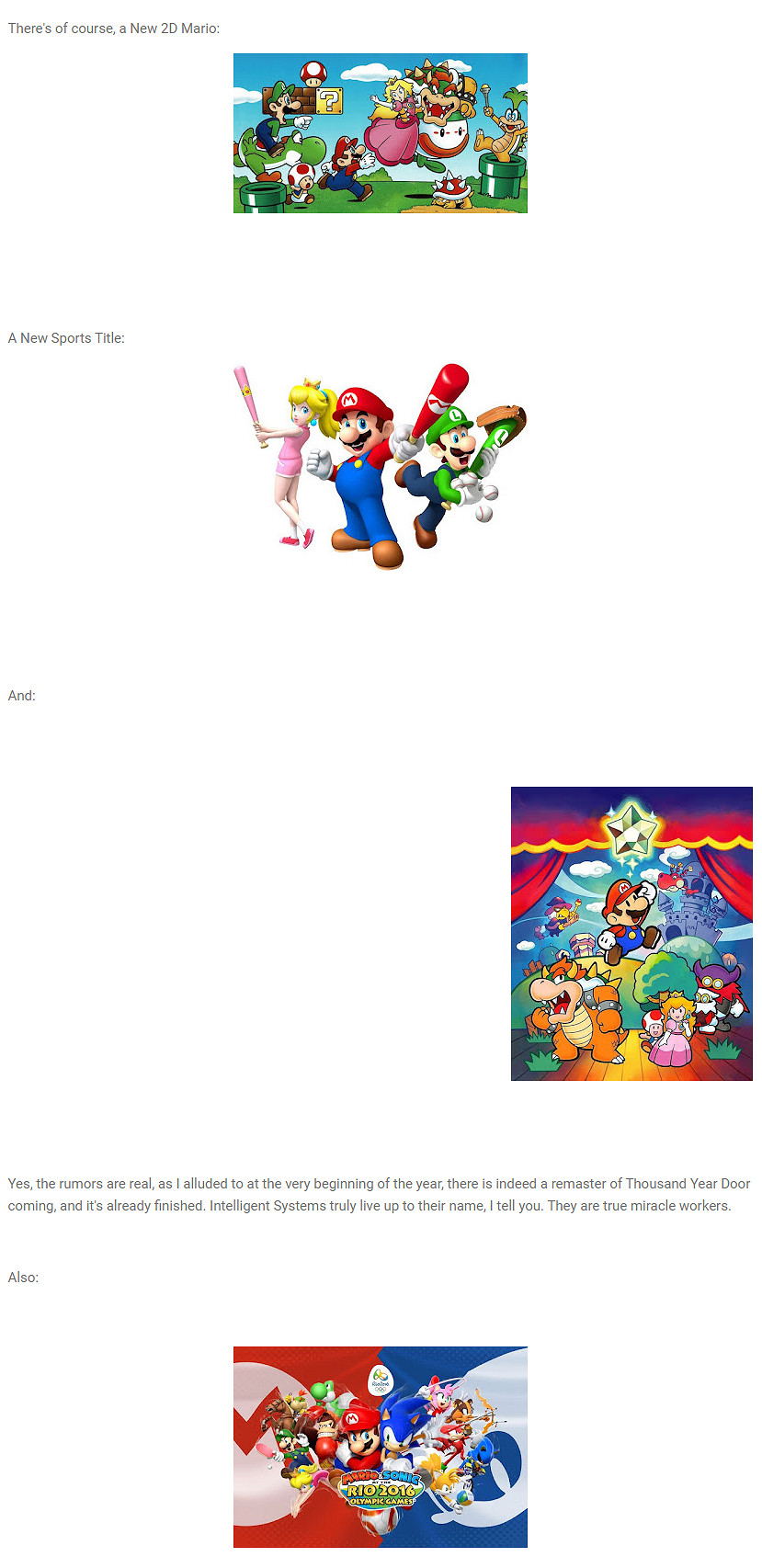 傳聞:任天堂已經完成四款瑪利歐遊戲 只待發售 傳聞:任天堂已經完成四款瑪利歐遊戲 只待發售