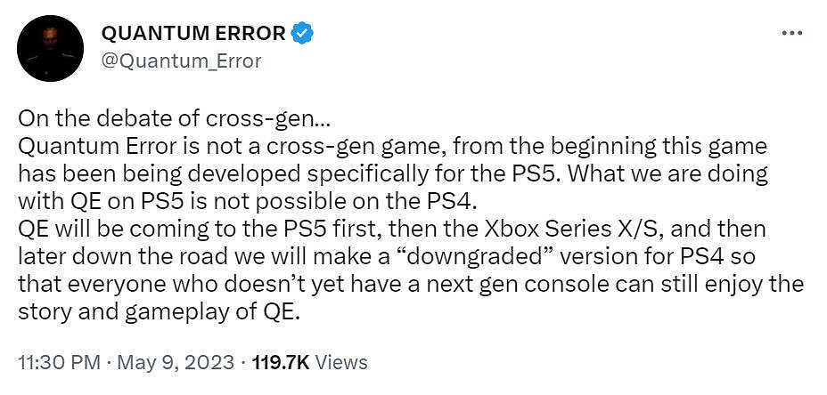 《量子誤差》是真·次世代遊戲!PS4版被專門縮水處理 《量子誤差》是真·次世代遊戲!PS4版被專門縮水處理