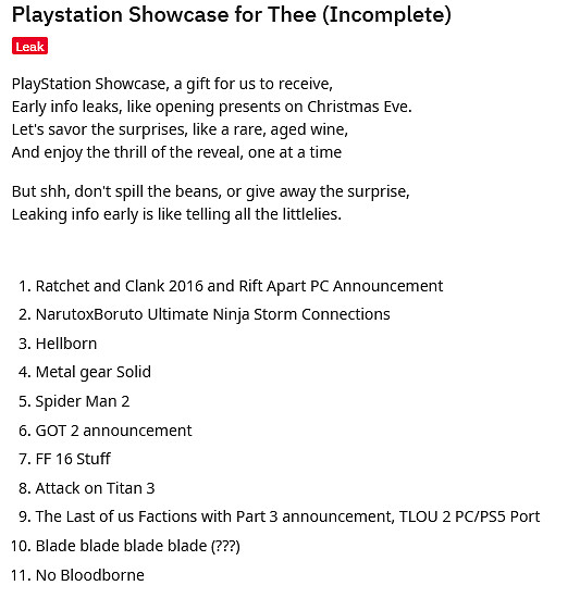 索尼遊戲發布會爆料!或有《TLOU3》消息但無《血源》 索尼遊戲發布會爆料!或有《TLOU3》消息但無《血源》