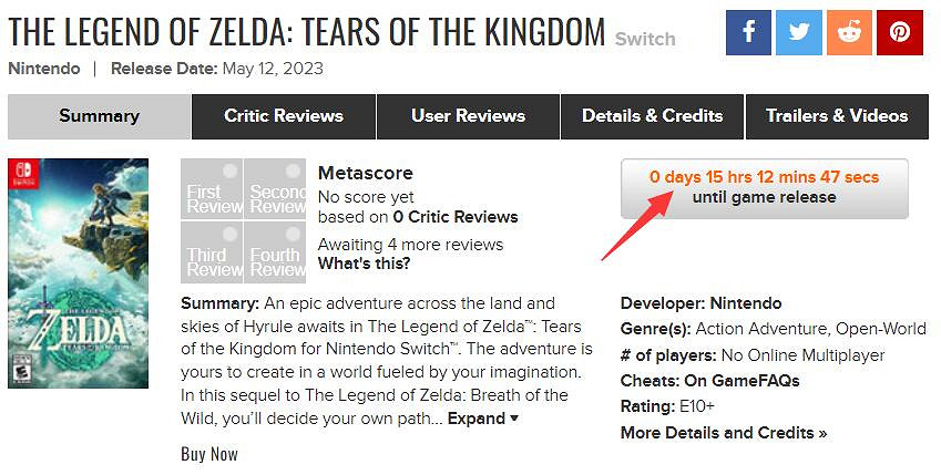 喜迎《王國之淚》！M站公布《塞爾達》遊戲評分排行榜