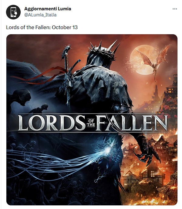 傳聞暗黑風類魂ARPG《墮落之主》將於10月13日推出