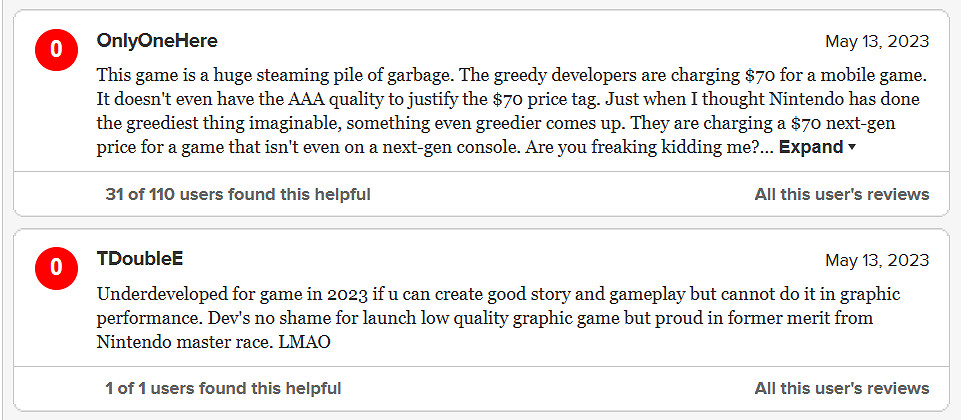 你的良知何在？正義人士呼籲處理《王國之淚》0分差評