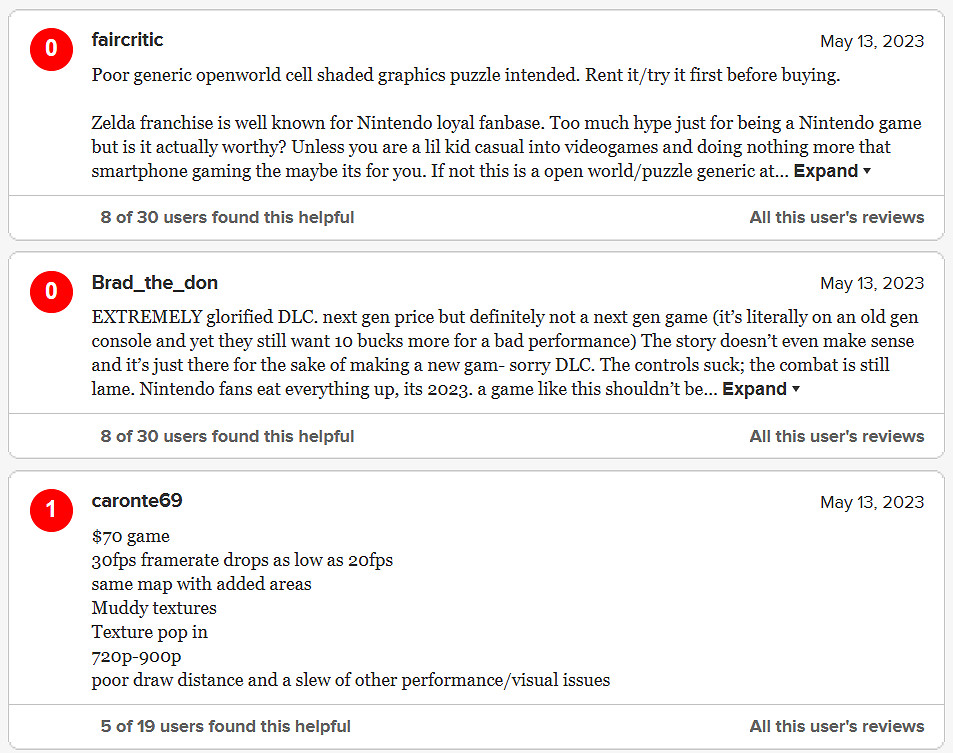 《王國之淚》被0分差評轟炸！玩家反映跟前作區別不大