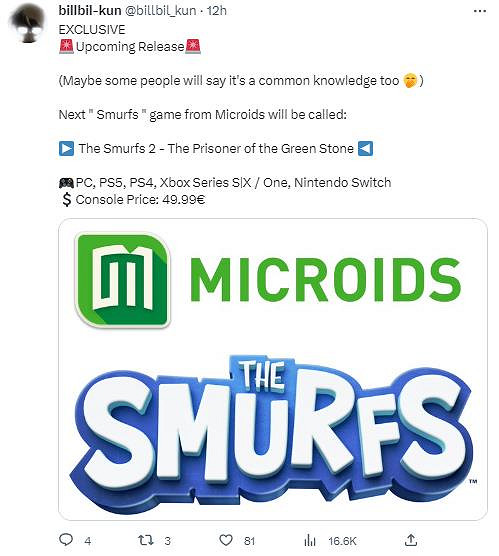 藍精靈遊戲新作洩露登陸全平台 主機版售價49.99歐 藍精靈遊戲新作洩露登陸全平台 主機版售價49.99歐