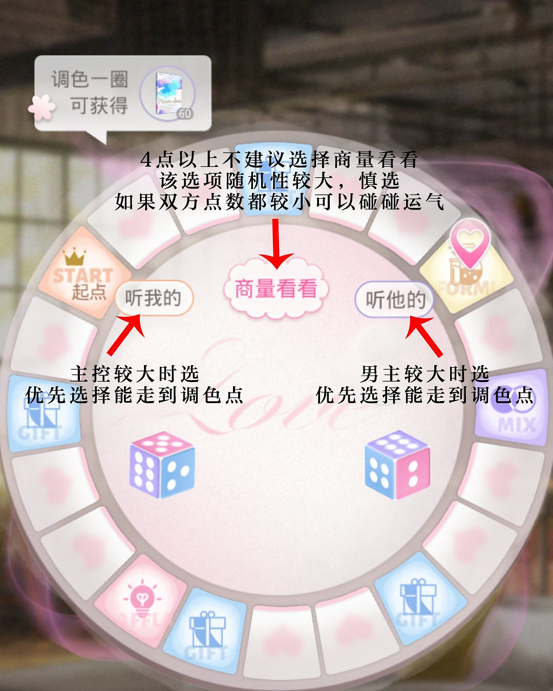 《光與夜之戀》穠彩繪意擲骰子攻略 穠彩繪意骰子選擇推薦