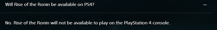 忍者組確認旗下新作《浪人崛起》將不會登陸PS4！
