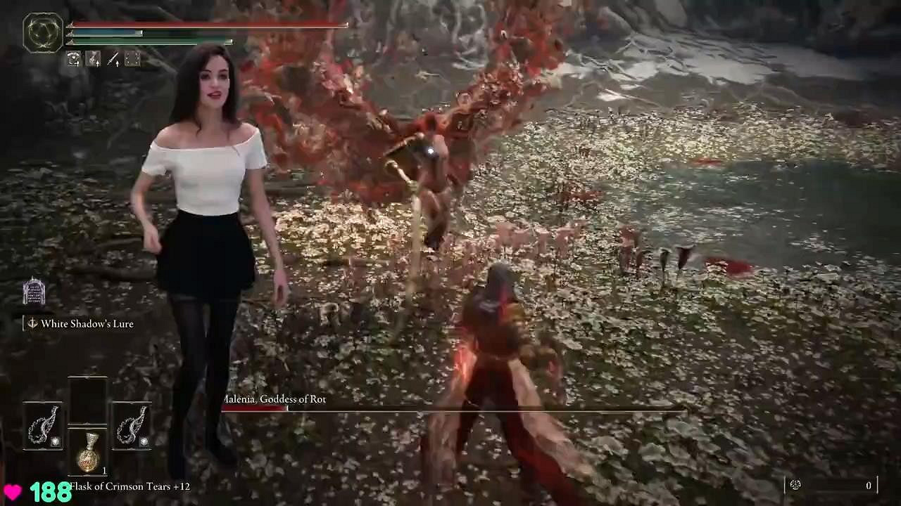 黑絲美女主播玩《艾爾登法環》 體感控制擊敗女武神