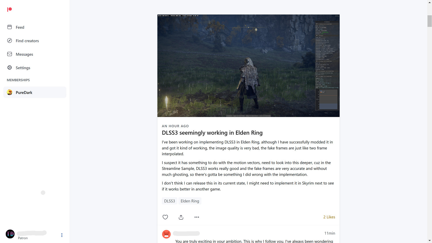 MOD大神即將為《艾爾登法環》添加DLSS 3支援 MOD大神即將為《艾爾登法環》添加DLSS 3支援