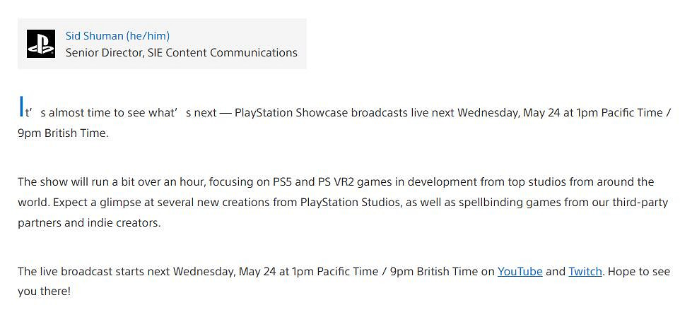 PlayStation showcase時間確定!展示PS5和PS VR2新作 PlayStation showcase時間確定!展示PS5和PS VR2新作